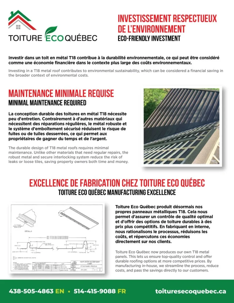T18 metal roofing in Montreal