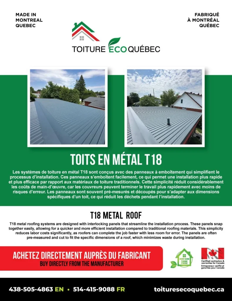 T18 metal roofing in Montreal